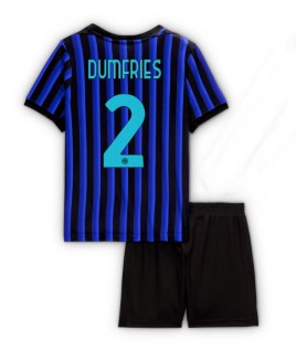 Günstige Inter Milan Denzel Dumfries #2 Heimtrikotsatz Kinder 2025-26 Kurzarm (+ Kurze Hosen)